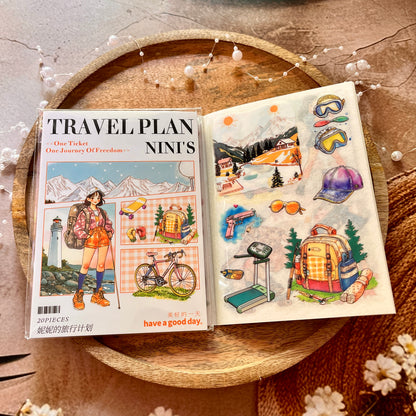 20 Sheets Nini's Travel Plans Series Scenery Dual-Material Sticker Book