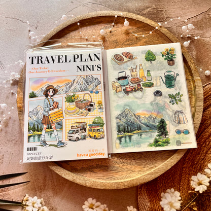 20 Sheets Nini's Travel Plans Series Scenery Dual-Material Sticker Book