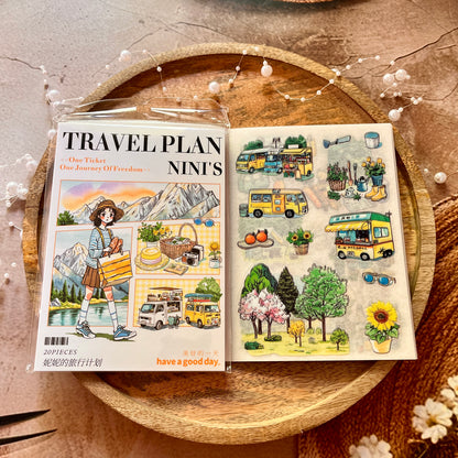 20 Sheets Nini's Travel Plans Series Scenery Dual-Material Sticker Book