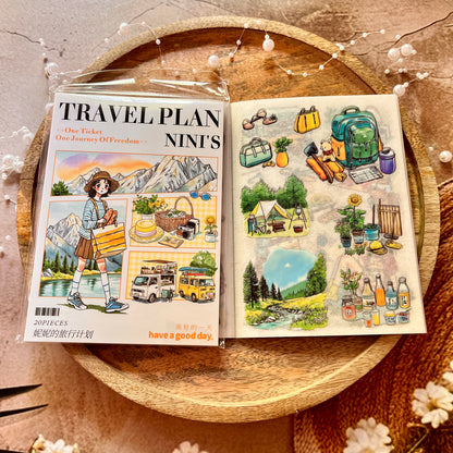20 Sheets Nini's Travel Plans Series Scenery Dual-Material Sticker Book
