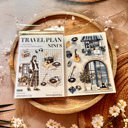 20 Sheets Nini's Travel Plans Series Scenery Dual-Material Sticker Book