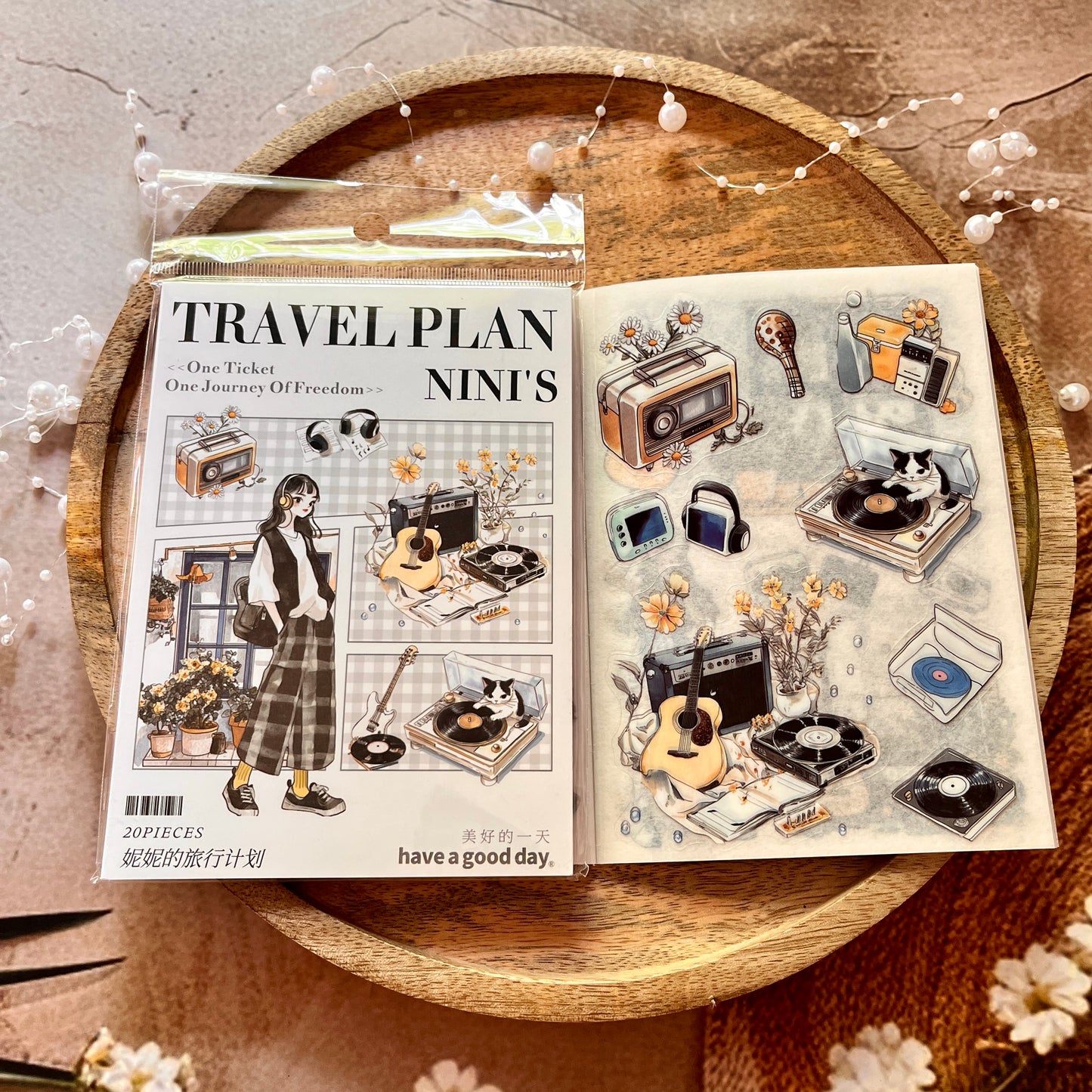 20 Sheets Nini's Travel Plans Series Scenery Dual-Material Sticker Book