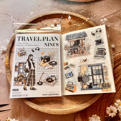 20 Sheets Nini's Travel Plans Series Scenery Dual-Material Sticker Book
