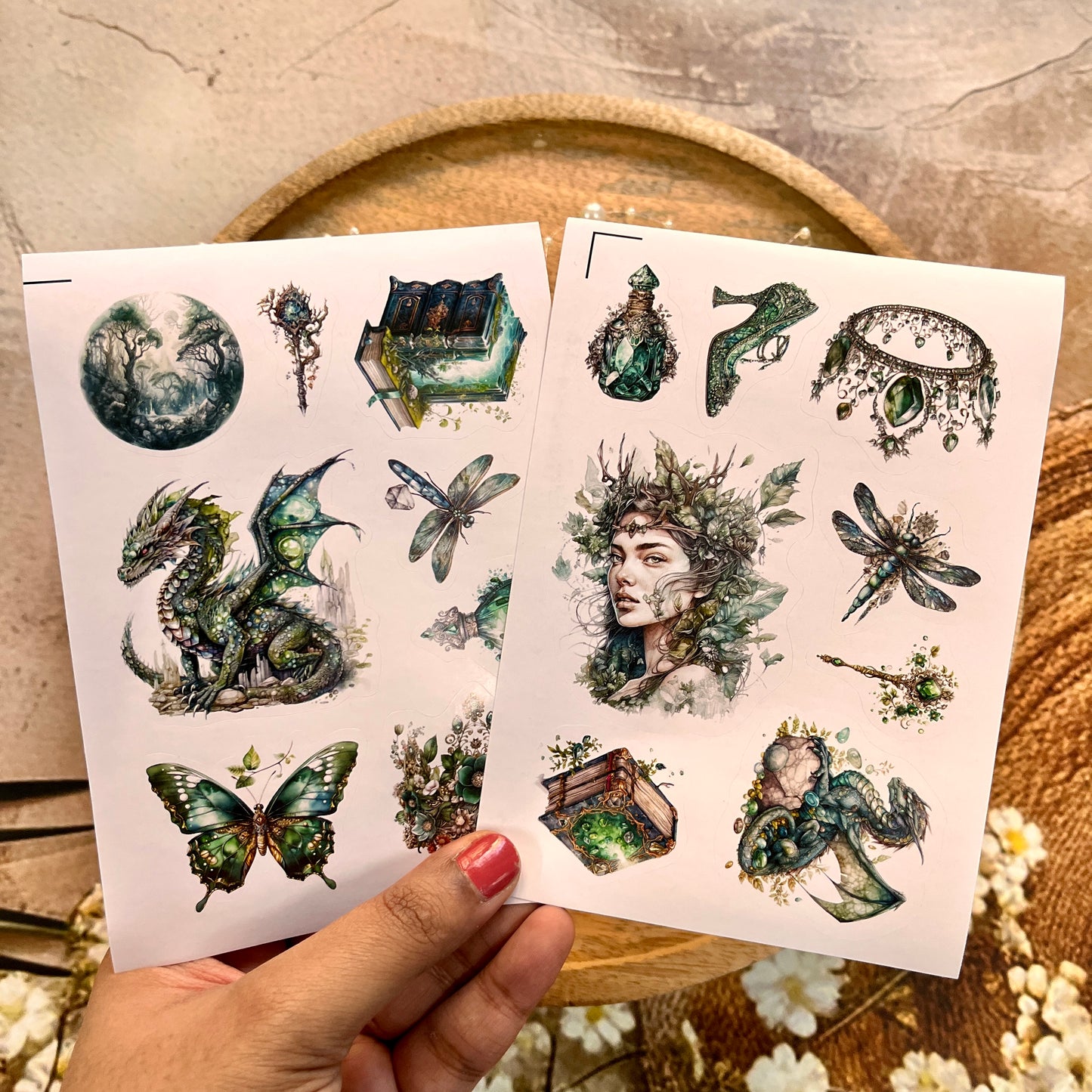 3 Sheets Vintage Emerald City Die Cut Stickers for Scrapbooking