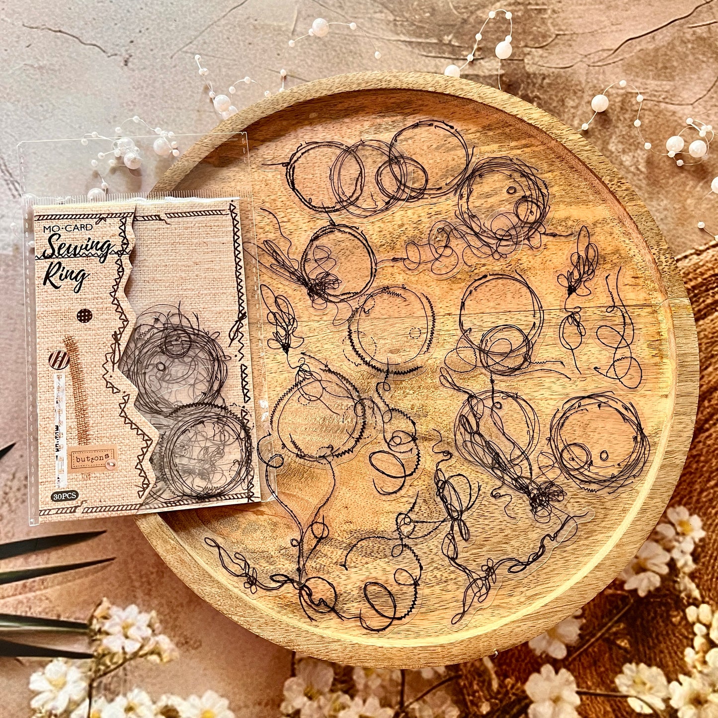 30 Pcs Sewing Studio Series Creative Sewing Thread Trace Scrapbooking Stickers