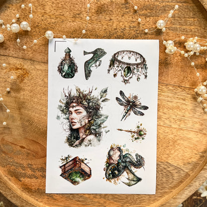 3 Sheets Vintage Emerald City Die Cut Stickers for Scrapbooking