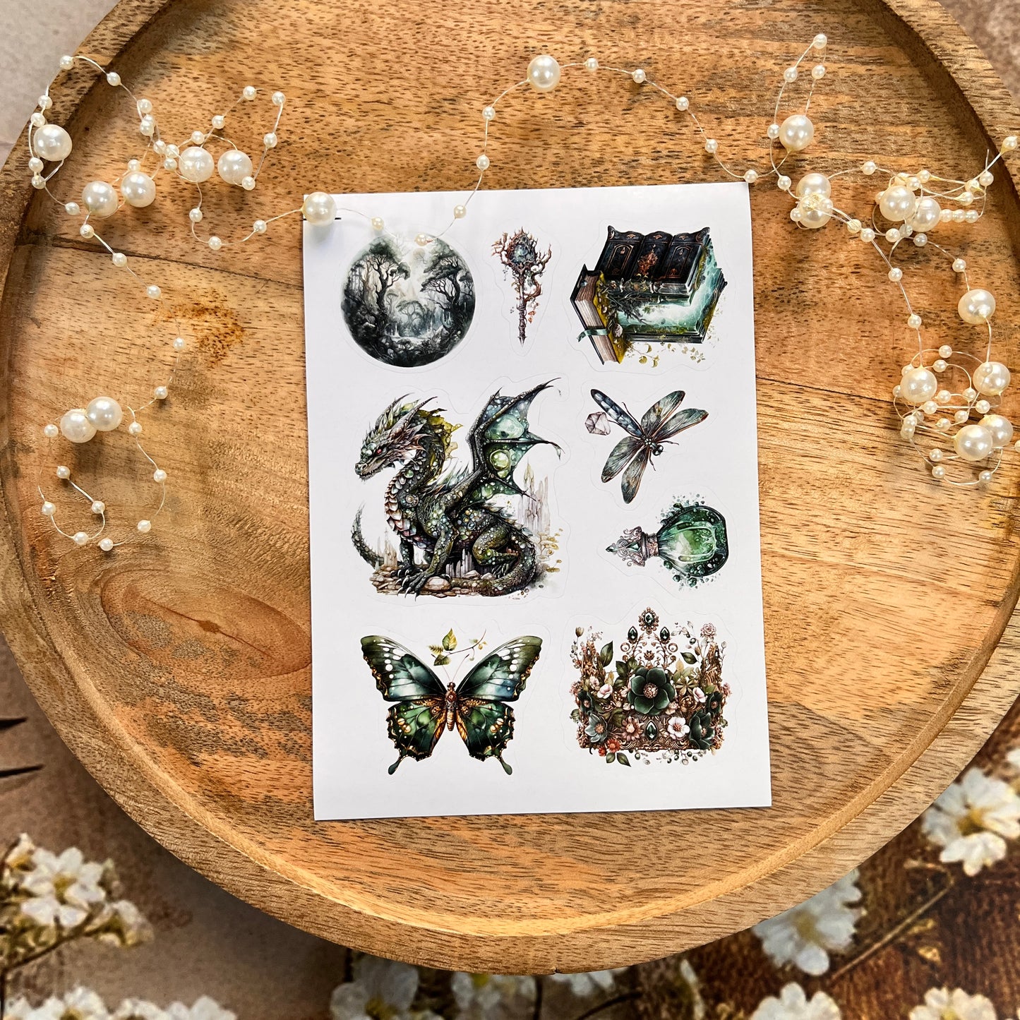 3 Sheets Vintage Emerald City Die Cut Stickers for Scrapbooking