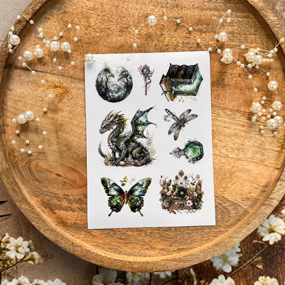 3 Sheets Vintage Emerald City Die Cut Stickers for Scrapbooking