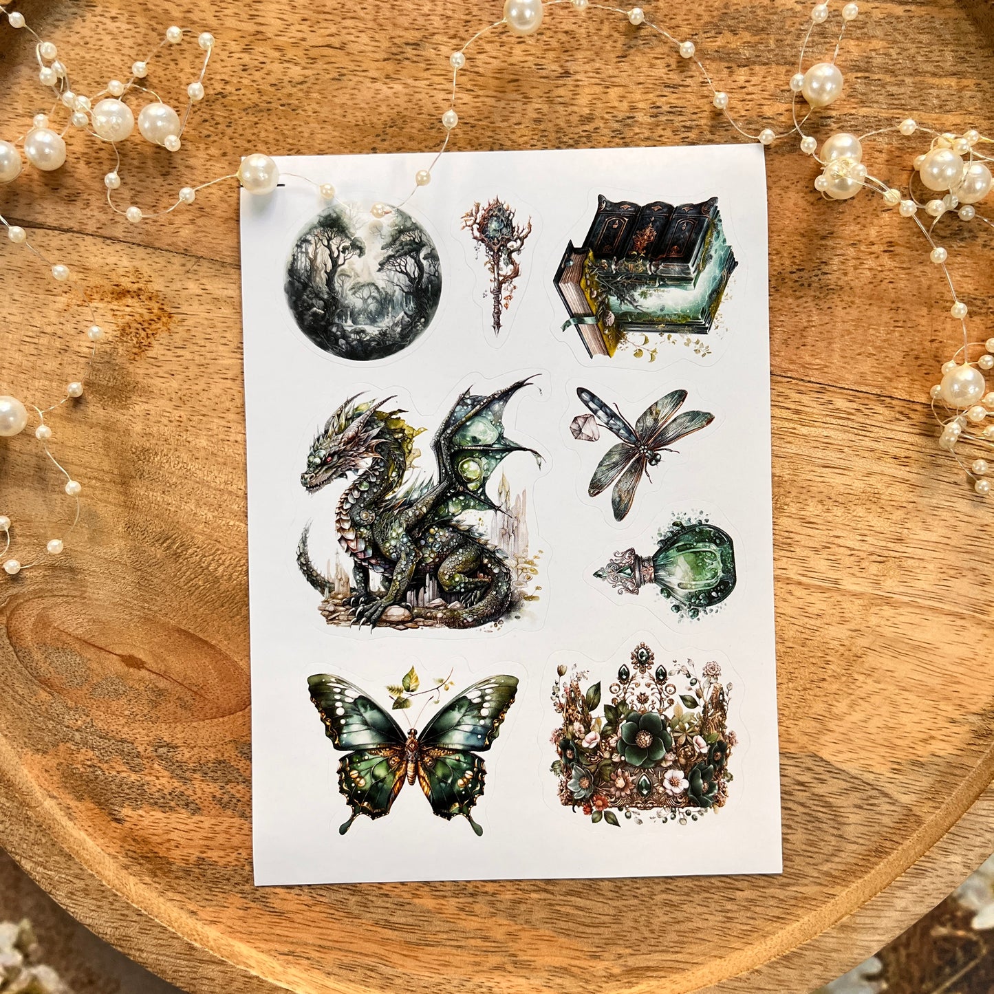 3 Sheets Vintage Emerald City Die Cut Stickers for Scrapbooking