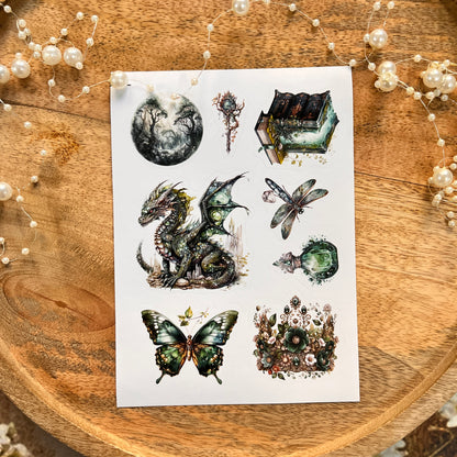 3 Sheets Vintage Emerald City Die Cut Stickers for Scrapbooking