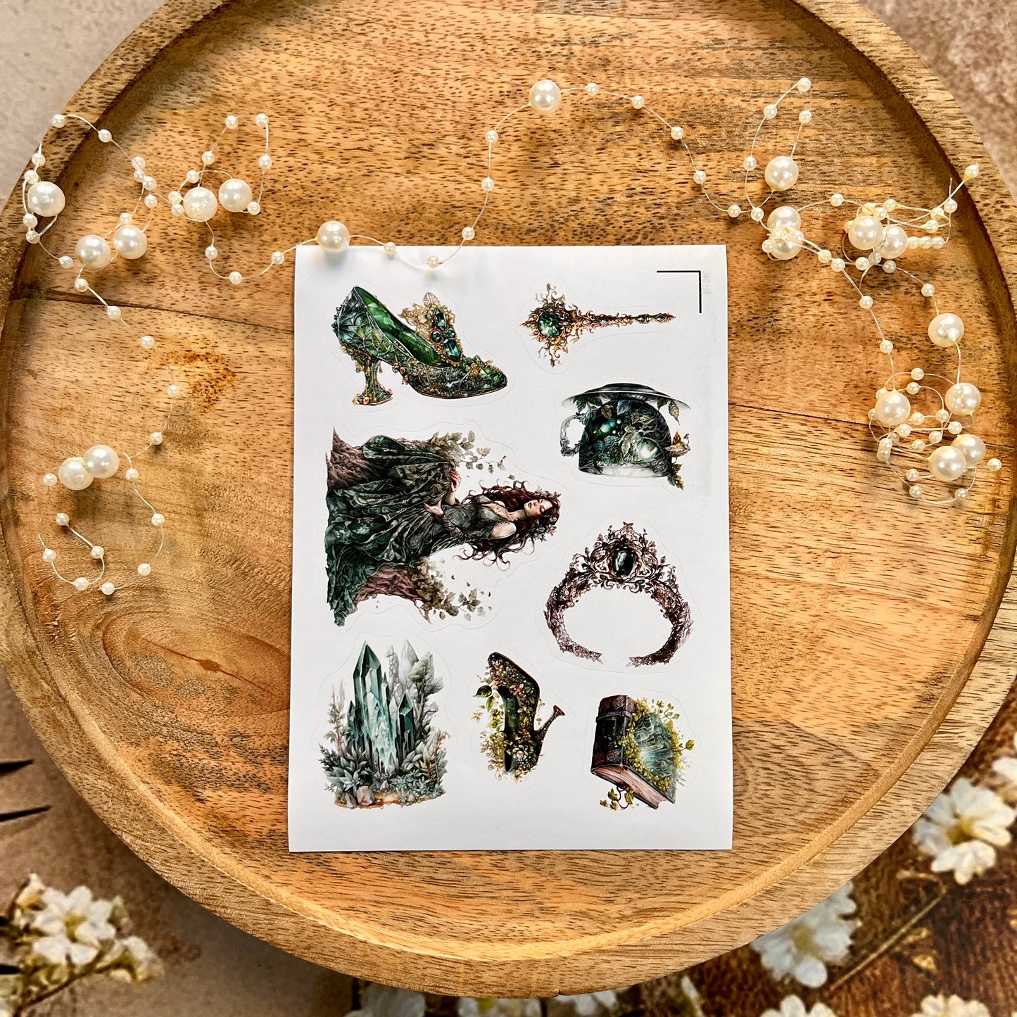 3 Sheets Vintage Emerald City Die Cut Stickers for Scrapbooking