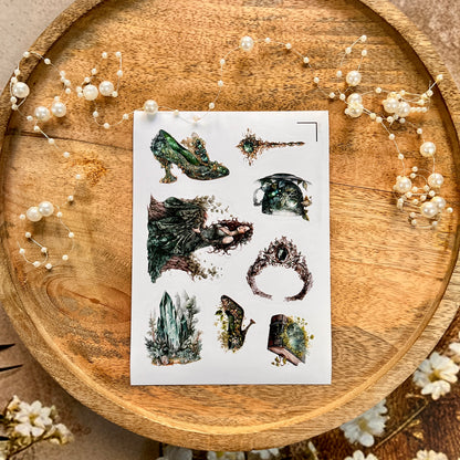 3 Sheets Vintage Emerald City Die Cut Stickers for Scrapbooking