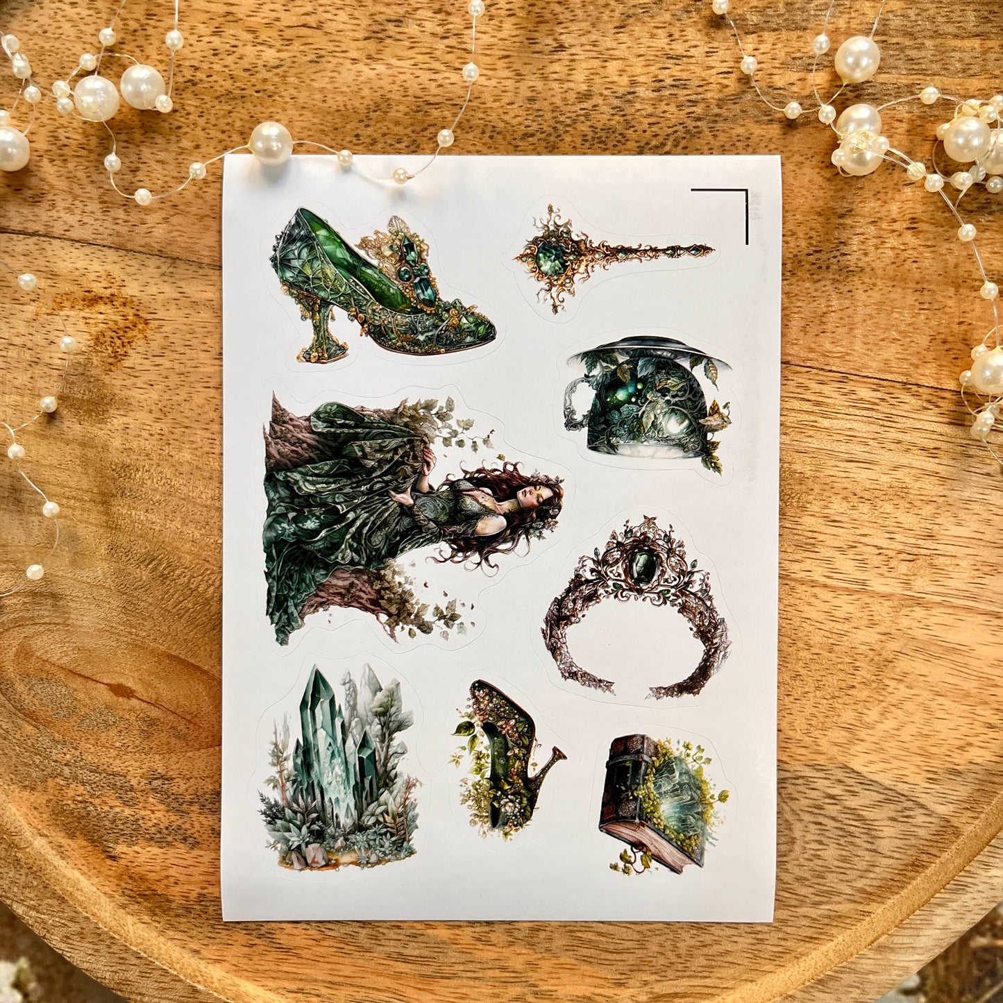 3 Sheets Vintage Emerald City Die Cut Stickers for Scrapbooking