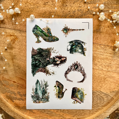 3 Sheets Vintage Emerald City Die Cut Stickers for Scrapbooking
