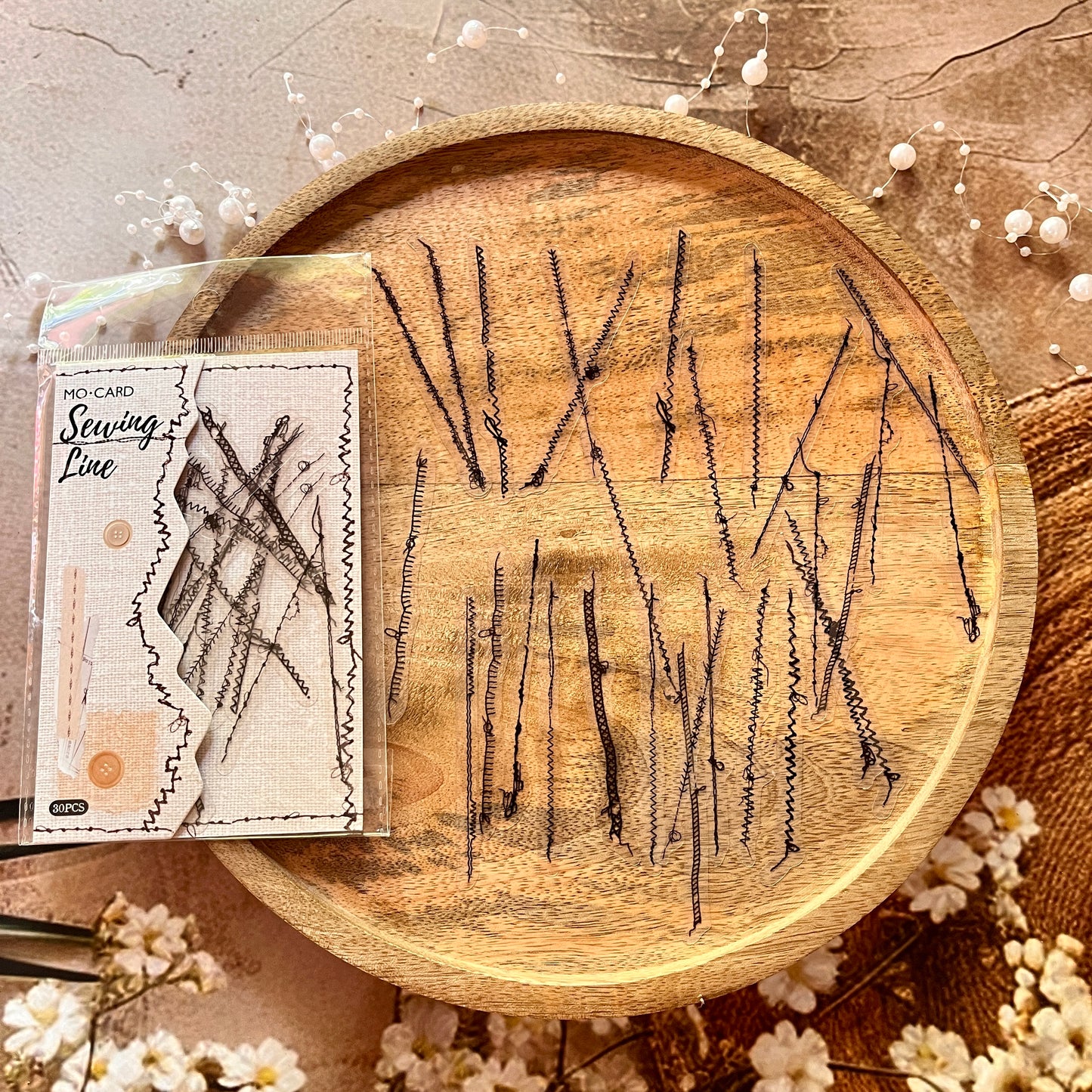 30 Pcs Sewing Studio Series Creative Sewing Thread Trace Scrapbooking Stickers