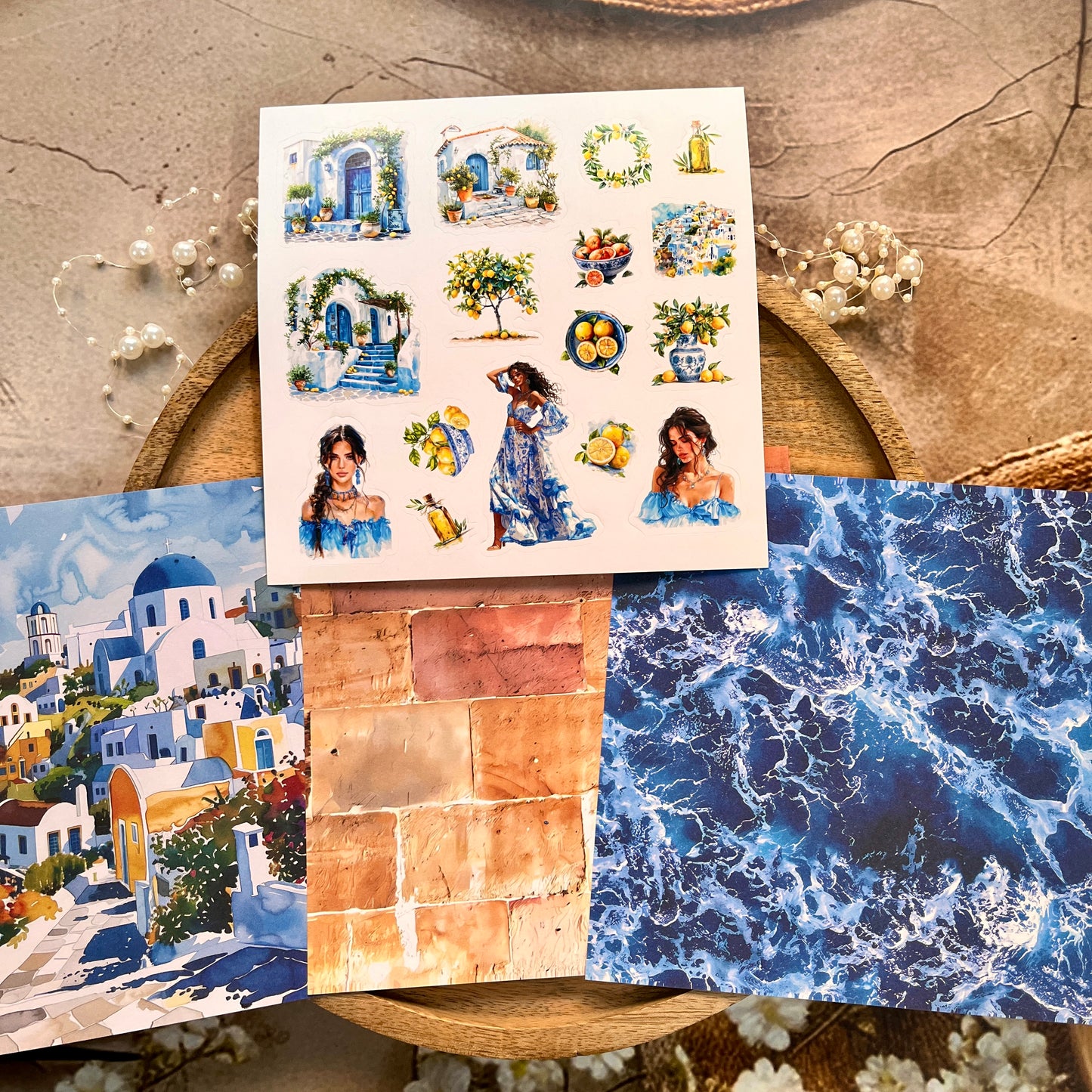 Mediterranean Summer Vibe Scrapbook Paper Set for Paper Craft