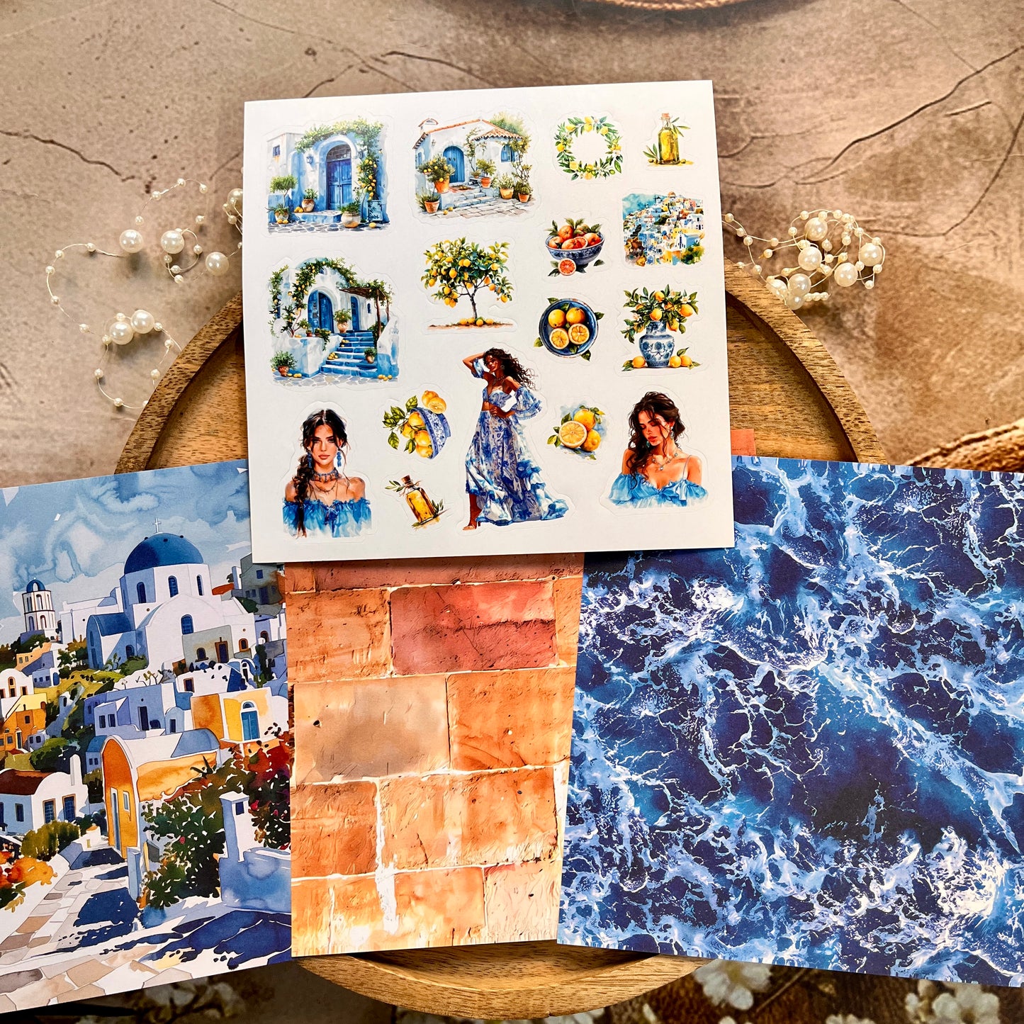 Mediterranean Summer Vibe Scrapbook Paper Set for Paper Craft
