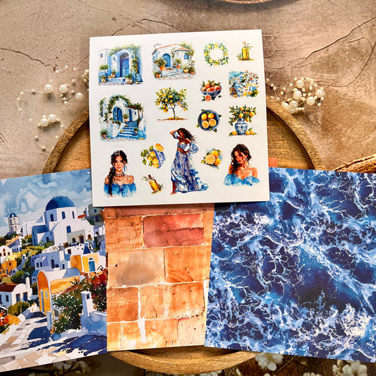 Mediterranean Summer Vibe Scrapbook Paper Set for Paper Craft