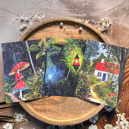 16 sheets Vintage Oil Painting Style Woodland Girls Forest Fairytale Scrapbook Paper