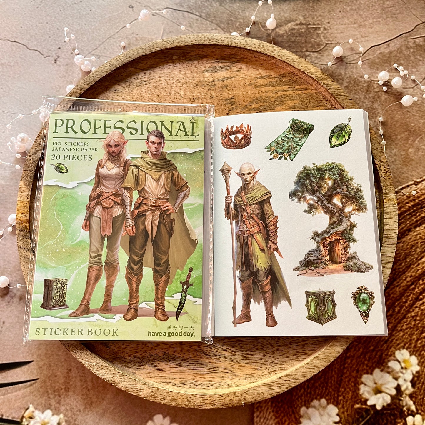 20 Sheets Fantasy Occupation Dual-Material Character Scenery Sticker Book