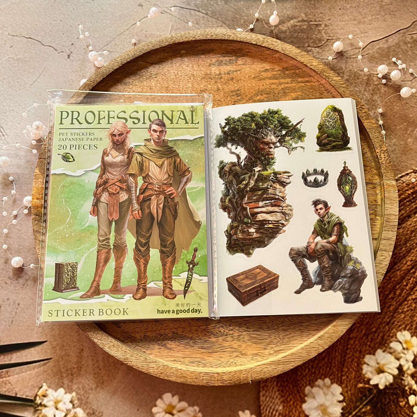 20 Sheets Fantasy Occupation Dual-Material Character Scenery Sticker Book