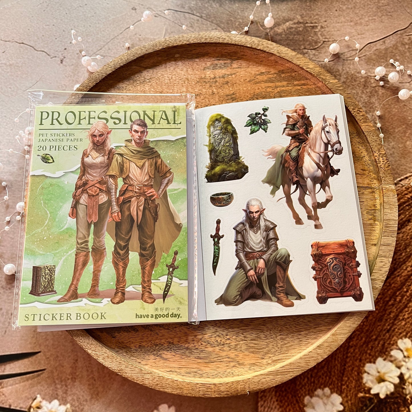 20 Sheets Fantasy Occupation Dual-Material Character Scenery Sticker Book