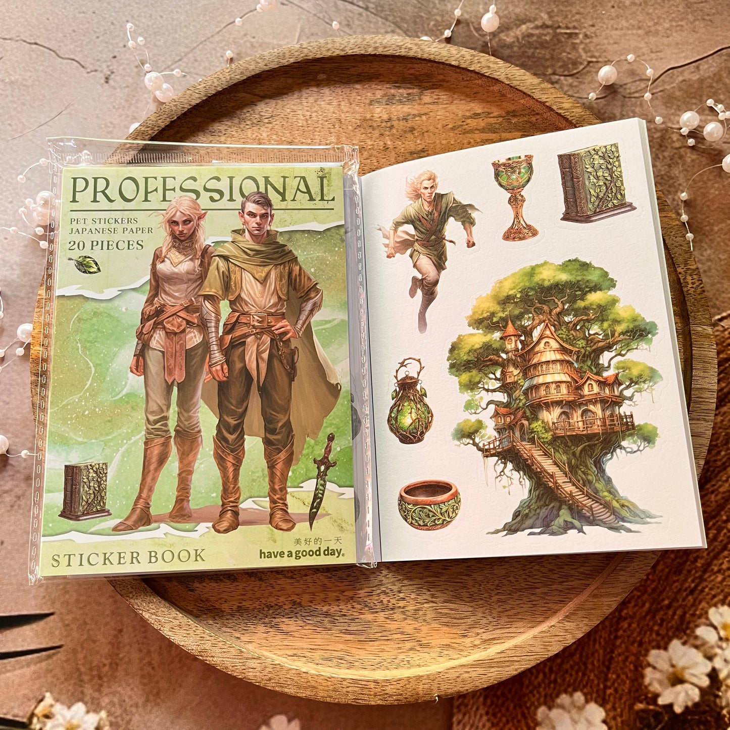 20 Sheets Fantasy Occupation Dual-Material Character Scenery Sticker Book