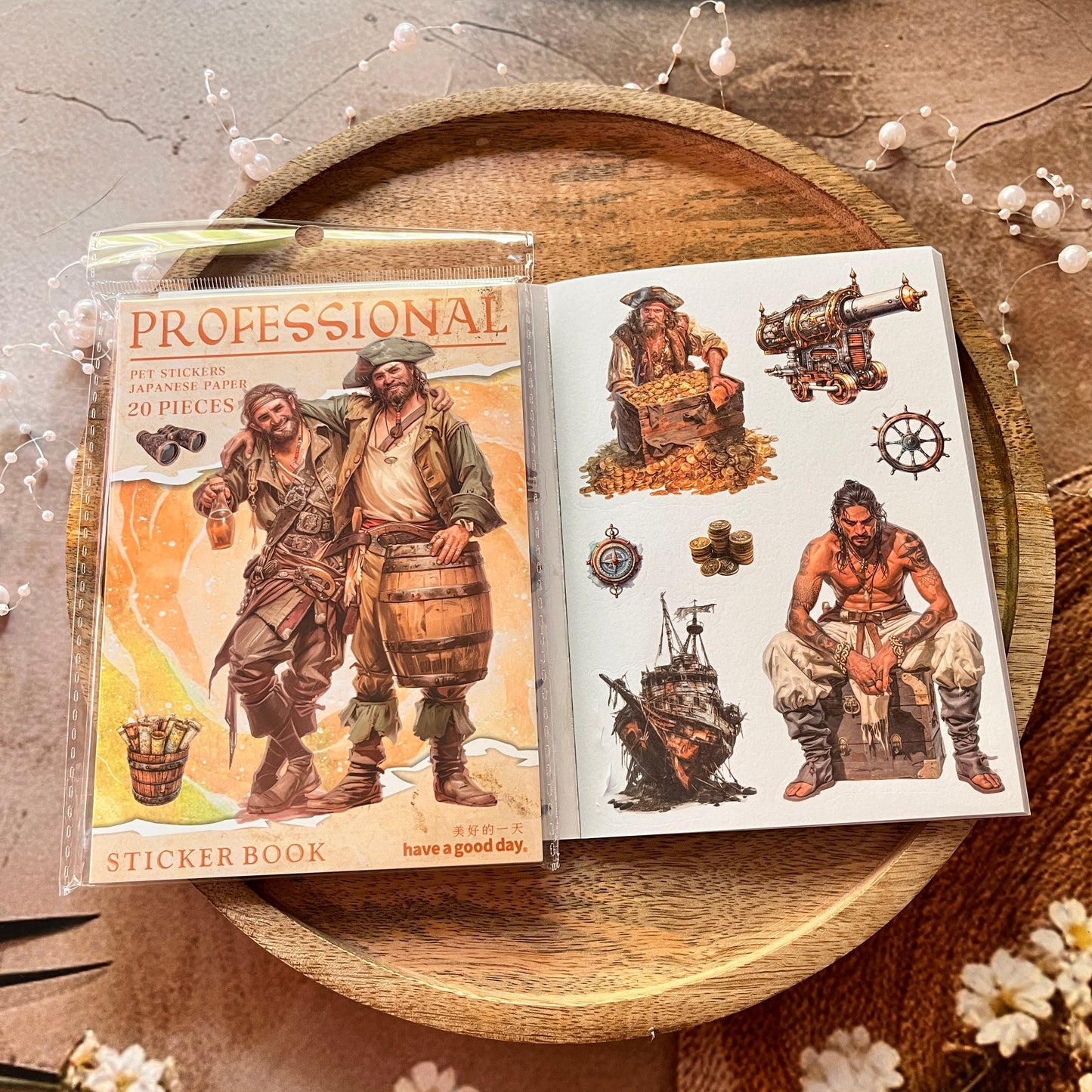 20 Sheets Fantasy Occupation Dual-Material Character Scenery Sticker Book