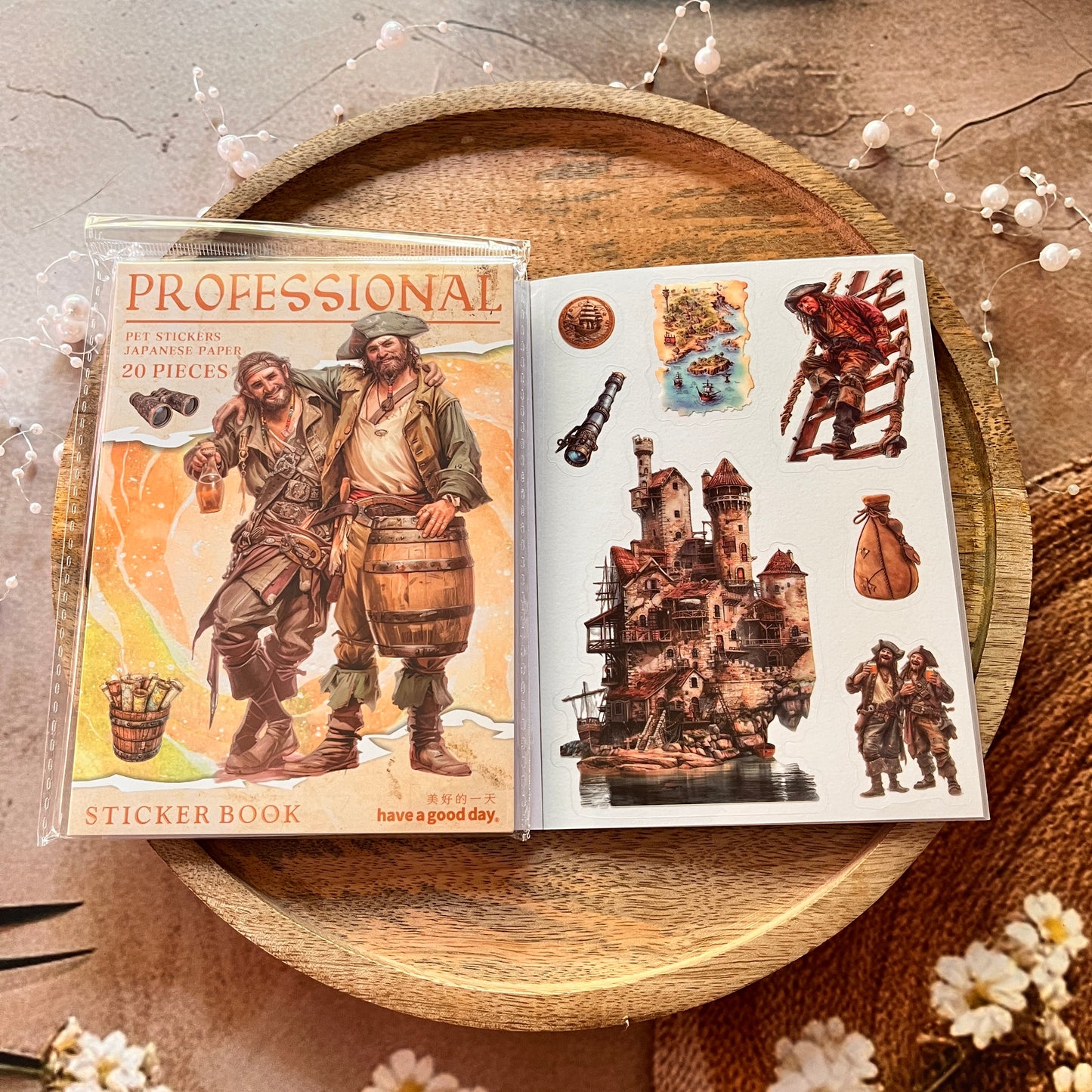 20 Sheets Fantasy Occupation Dual-Material Character Scenery Sticker Book