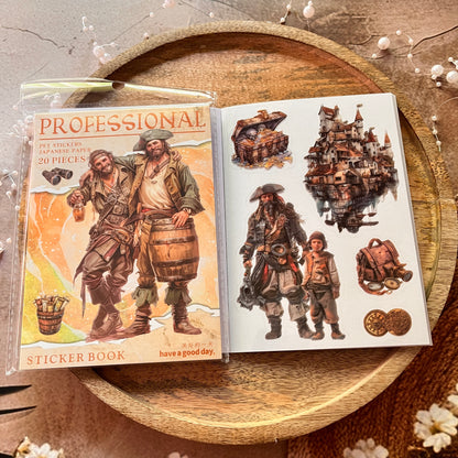 20 Sheets Fantasy Occupation Dual-Material Character Scenery Sticker Book