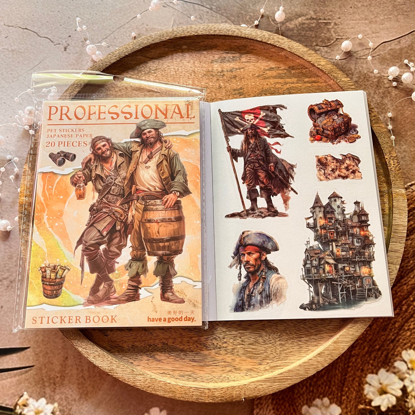 20 Sheets Fantasy Occupation Dual-Material Character Scenery Sticker Book