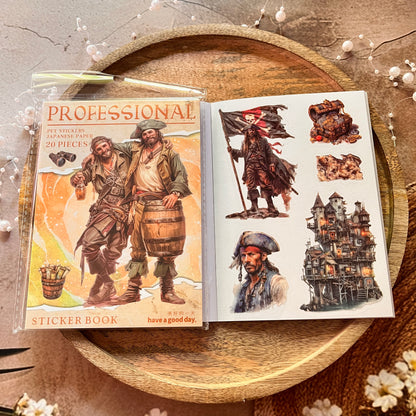 20 Sheets Fantasy Occupation Dual-Material Character Scenery Sticker Book