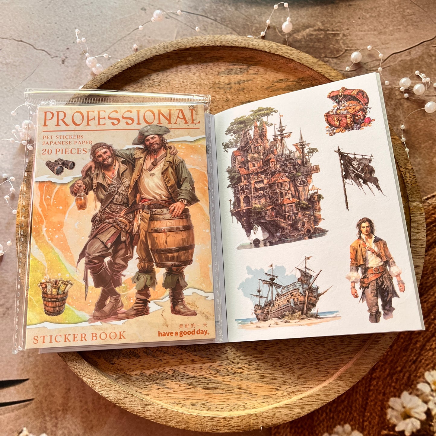 20 Sheets Fantasy Occupation Dual-Material Character Scenery Sticker Book