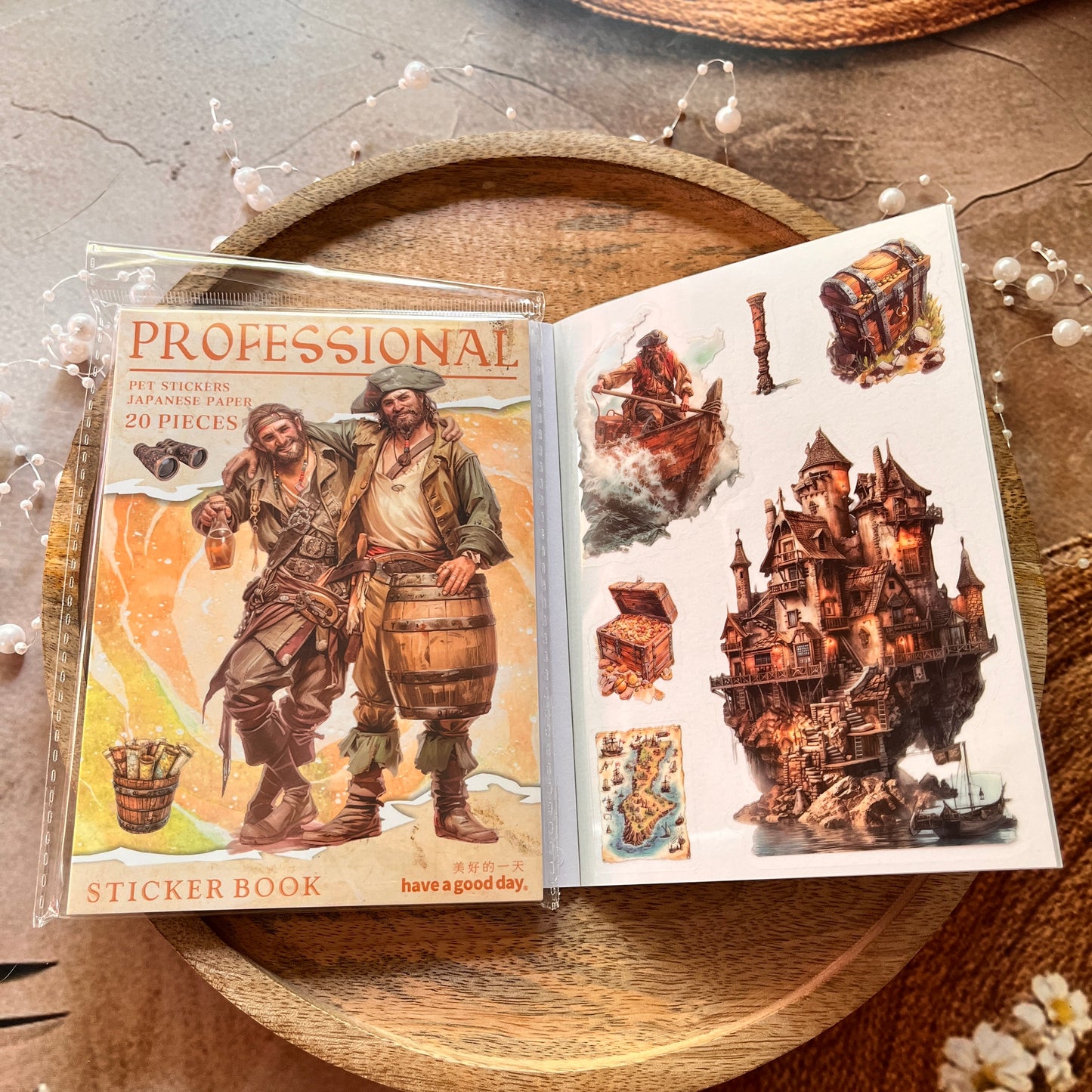 20 Sheets Fantasy Occupation Dual-Material Character Scenery Sticker Book