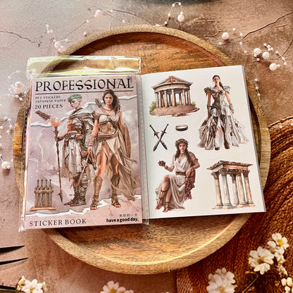 20 Sheets Fantasy Occupation Dual-Material Character Scenery Sticker Book