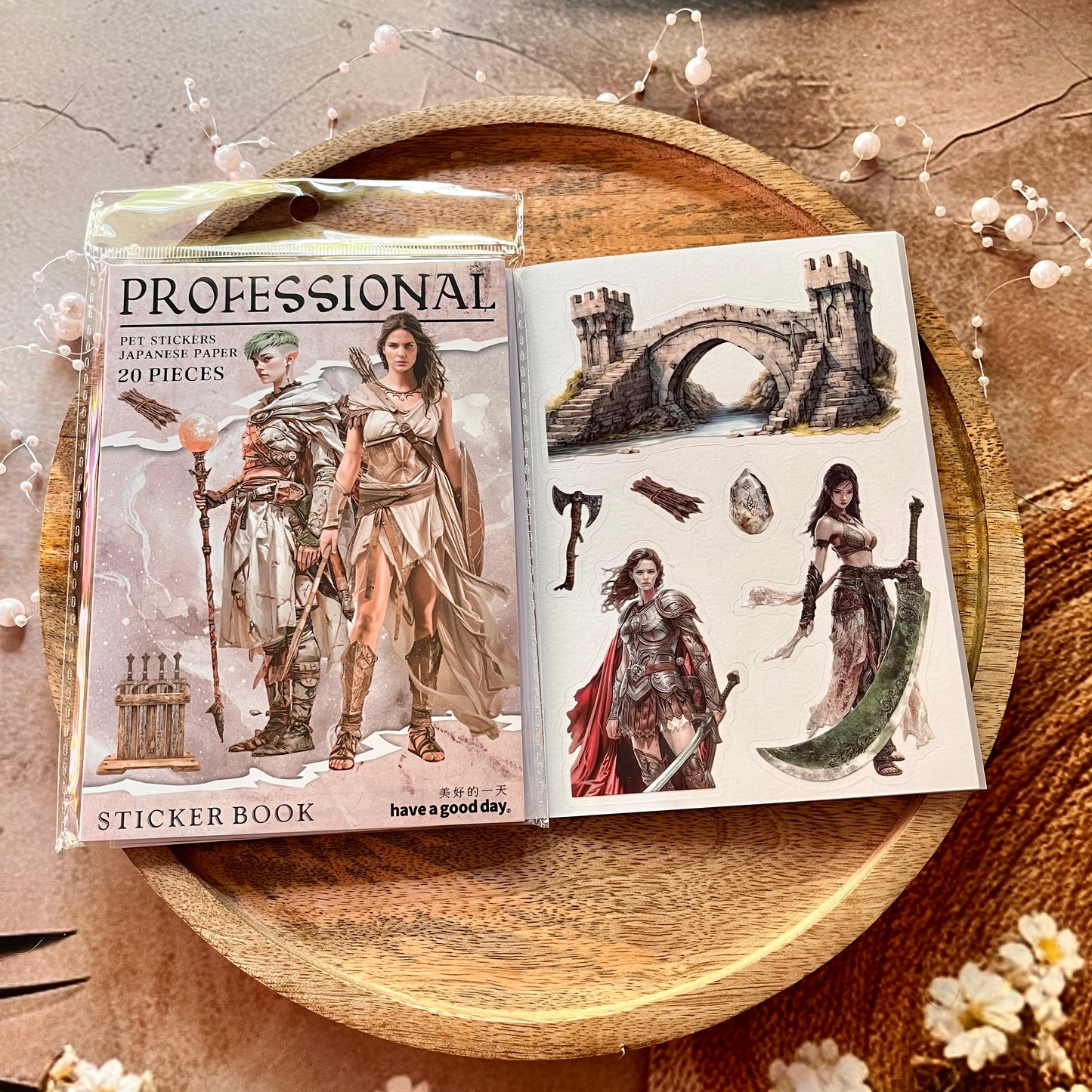 20 Sheets Fantasy Occupation Dual-Material Character Scenery Sticker Book