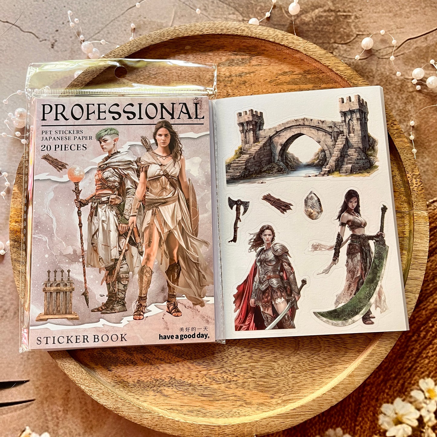 20 Sheets Fantasy Occupation Dual-Material Character Scenery Sticker Book