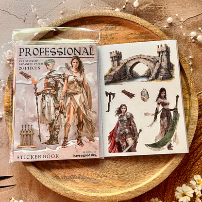 20 Sheets Fantasy Occupation Dual-Material Character Scenery Sticker Book