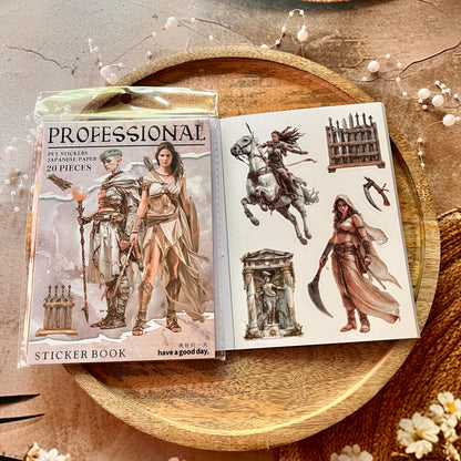 20 Sheets Fantasy Occupation Dual-Material Character Scenery Sticker Book