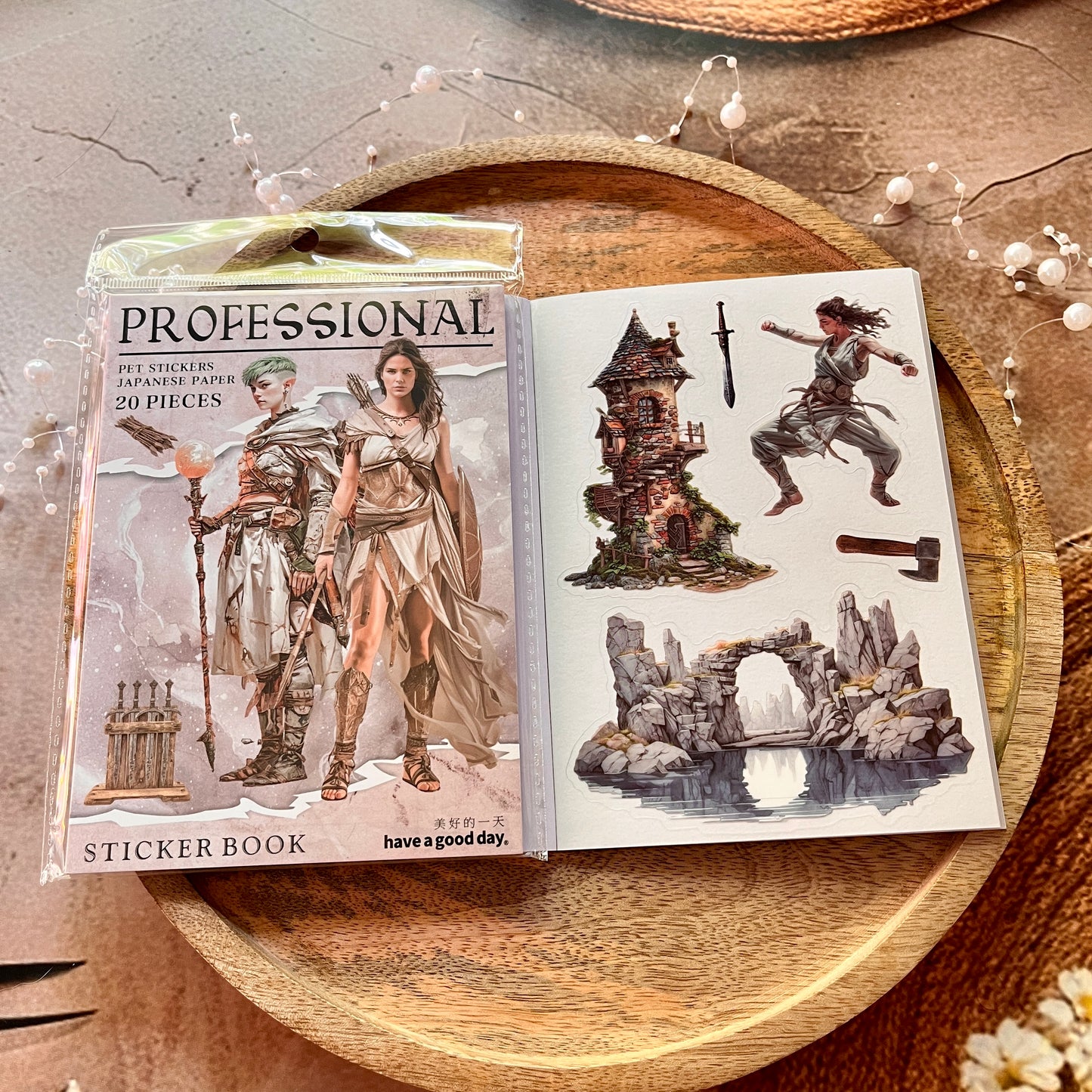 20 Sheets Fantasy Occupation Dual-Material Character Scenery Sticker Book