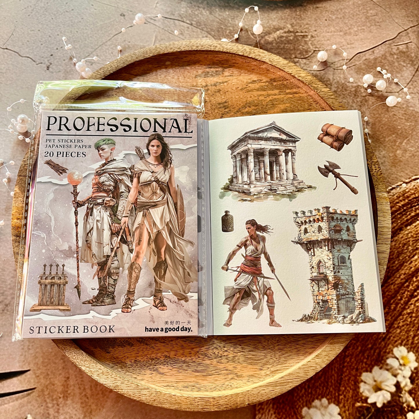 20 Sheets Fantasy Occupation Dual-Material Character Scenery Sticker Book