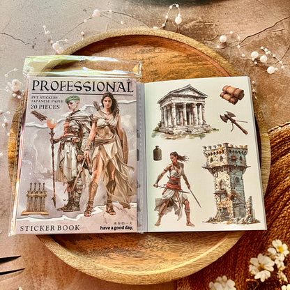 20 Sheets Fantasy Occupation Dual-Material Character Scenery Sticker Book