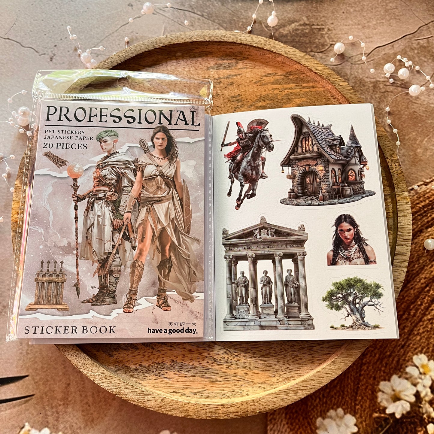 20 Sheets Fantasy Occupation Dual-Material Character Scenery Sticker Book