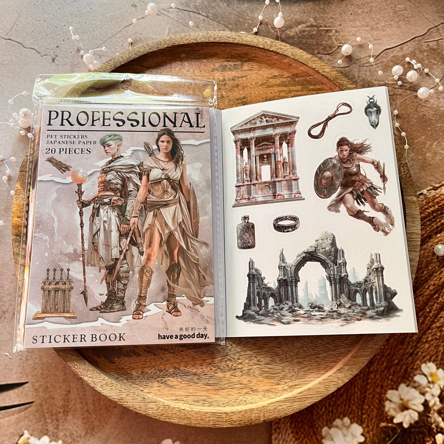 20 Sheets Fantasy Occupation Dual-Material Character Scenery Sticker Book