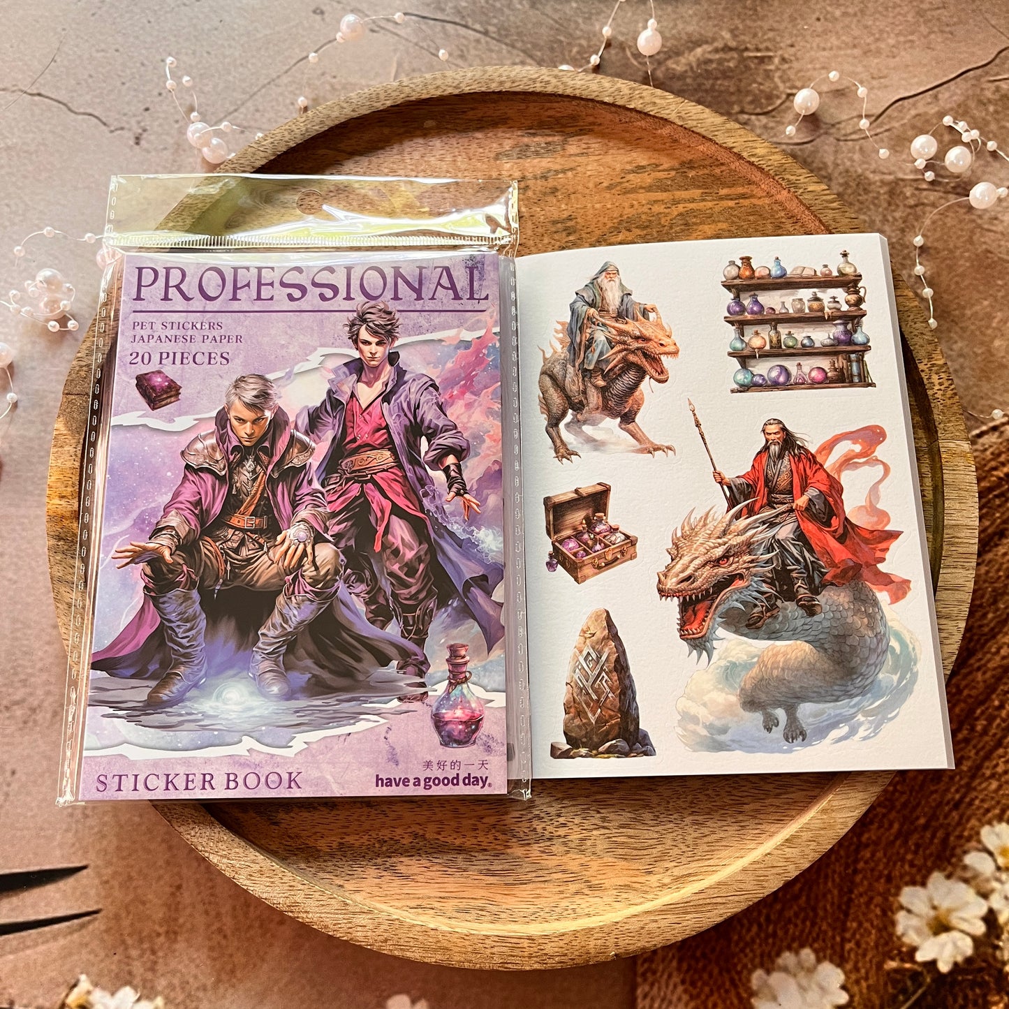 20 Sheets Fantasy Occupation Dual-Material Character Scenery Sticker Book