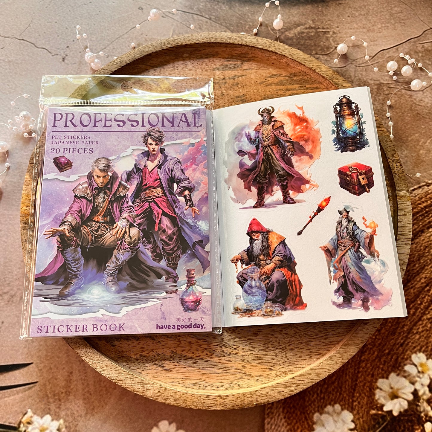 20 Sheets Fantasy Occupation Dual-Material Character Scenery Sticker Book