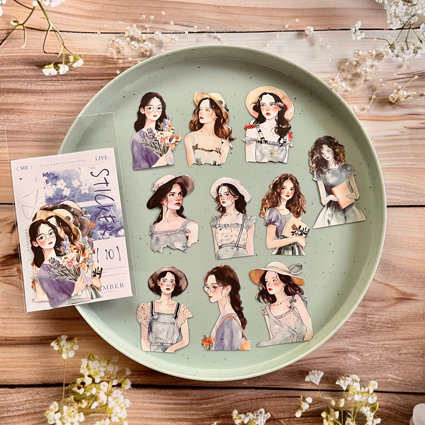 10 pcs Angel Love Beauty Series Character Decorative Sticker pack