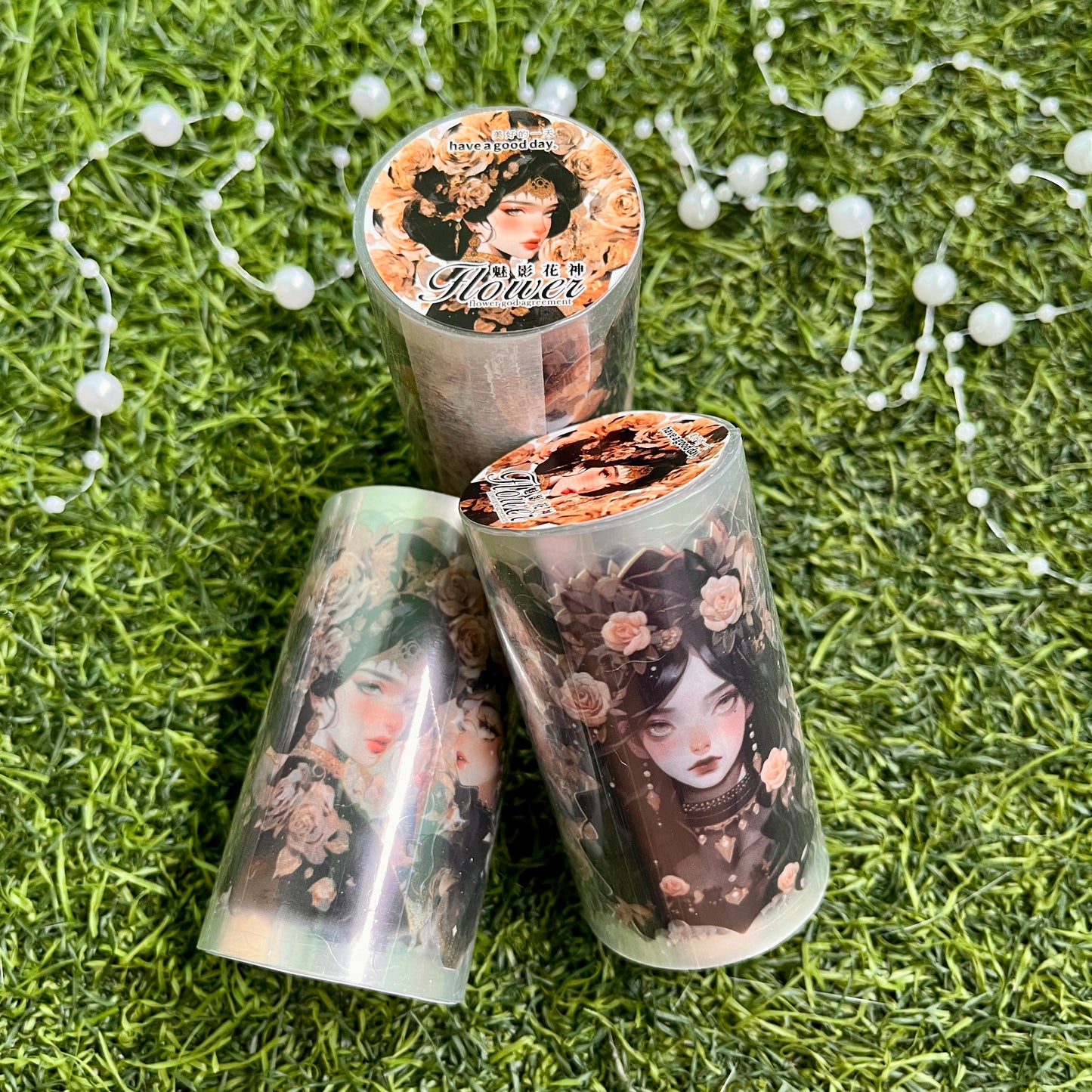 70mm*200cm Flower God Covenant Series Vintage Character Landscaping PET Tape