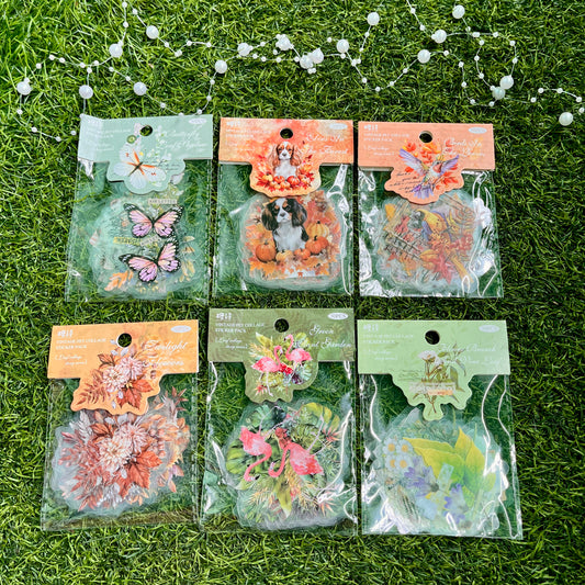 30 Pcs/Pack Leaf Collage Season Retro Collage Journal Decorative Pet Stickers