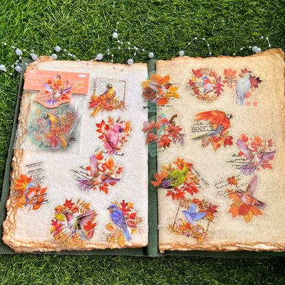 30 Pcs/Pack Leaf Collage Season Retro Collage Journal Decorative Pet Stickers